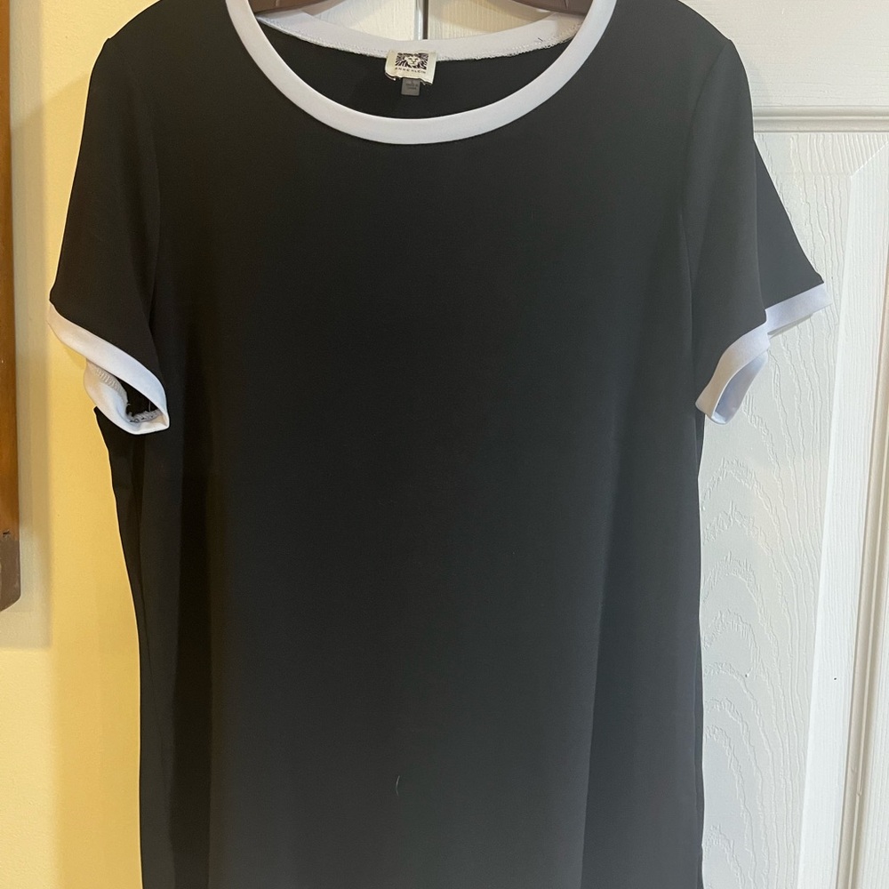 Anne Klein Black and White Contrast Top